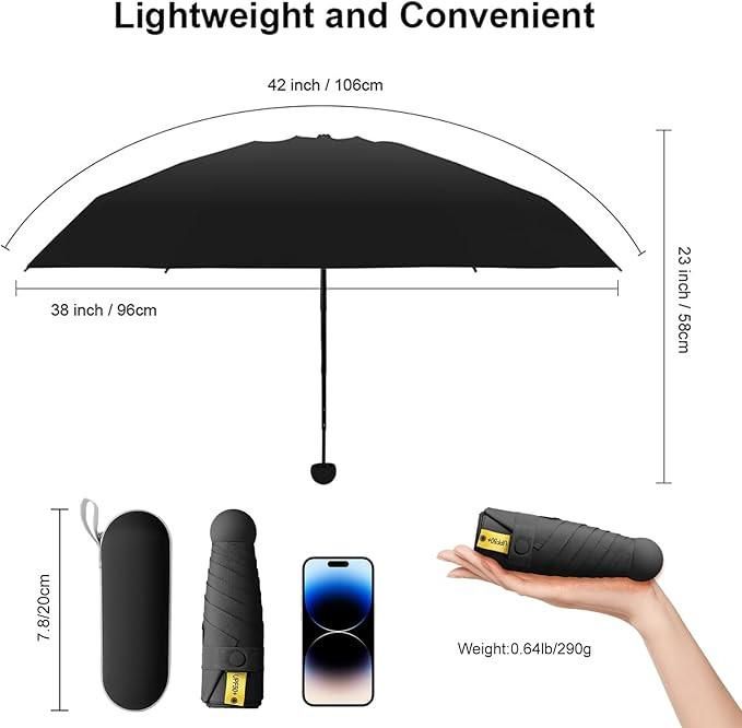 Mini Umbrella with Case for Men & Women (Manual Open) Compact Travelling Umbrella